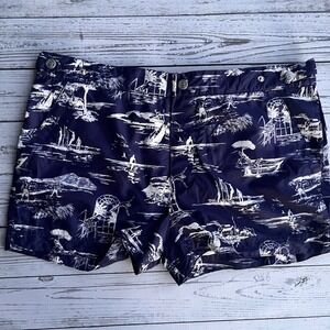 ROBINSON LES BAINS Paris French Lined Beach Resort Preppy Swim Trunks Size M